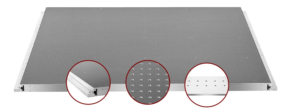 Mesa de vacío para máquina de corte con riel guía